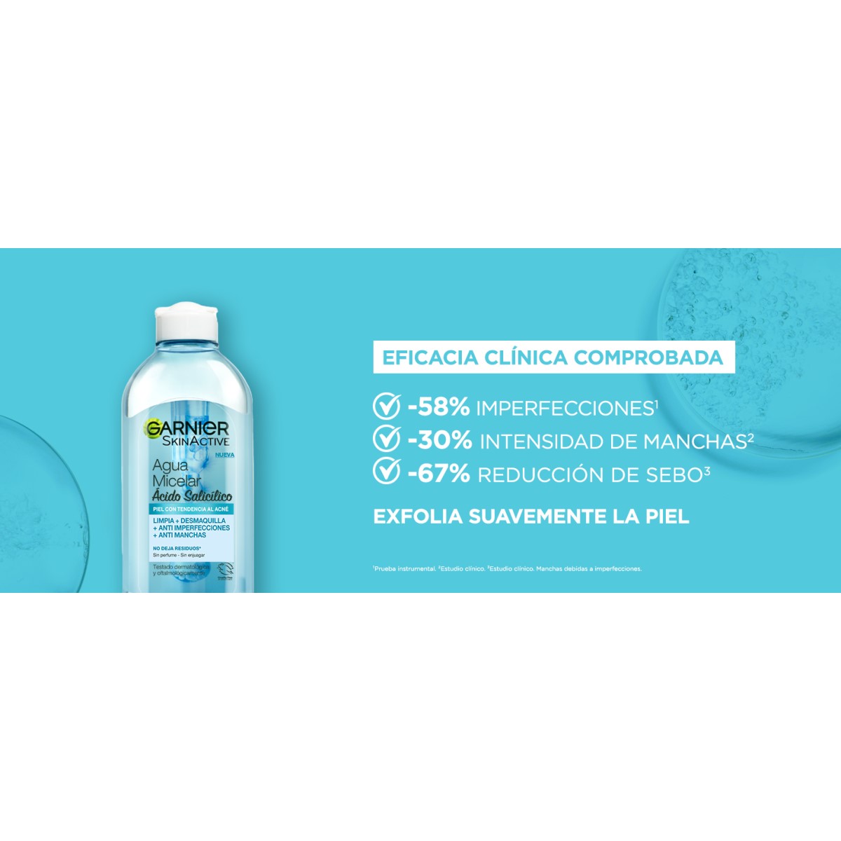 Kit Garnier Rutina Express Aclara Anti Acné con Ácido Salicílico + Vitamina C y AHA, Serum, Agua Micelar Skin Active, 3 Piezas