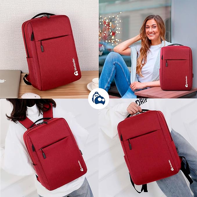 A Bluelander Mochila Antirrobo, Impermeable, Mochila para Laptop, Tablet, iPad y Cámara, Bolsillos Ocultos con Puerto de Carga USB para Power Bank (No incluida), Ligera, Cómoda, Materiales Resistentes, Excelente para Viajes y Oficina