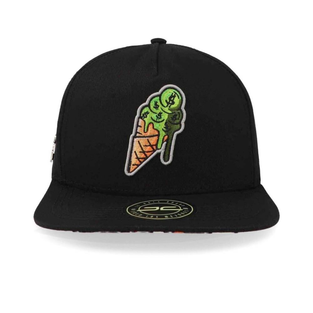 Gorra PLana JC Hats ice Cream Negro Ajustable 001658 De Hombre 