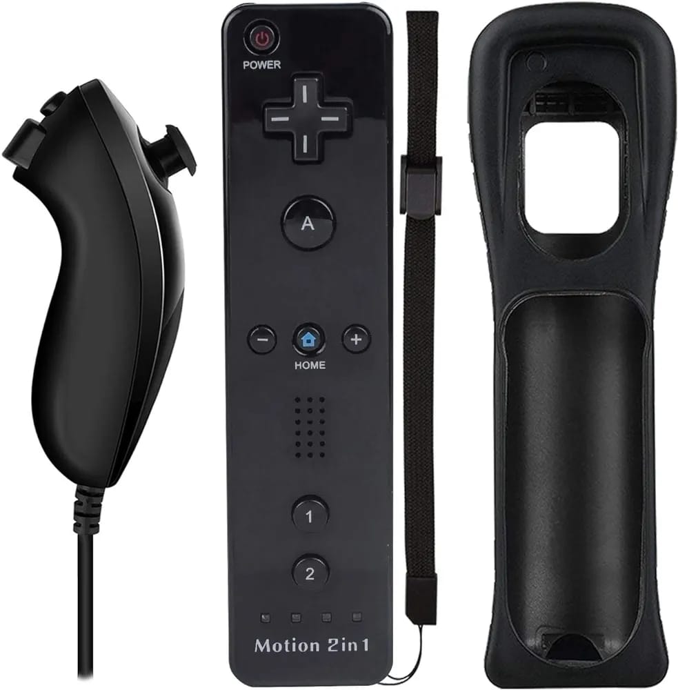 Control + Nunchuk Para Consolas Wii Genérico Color Negro