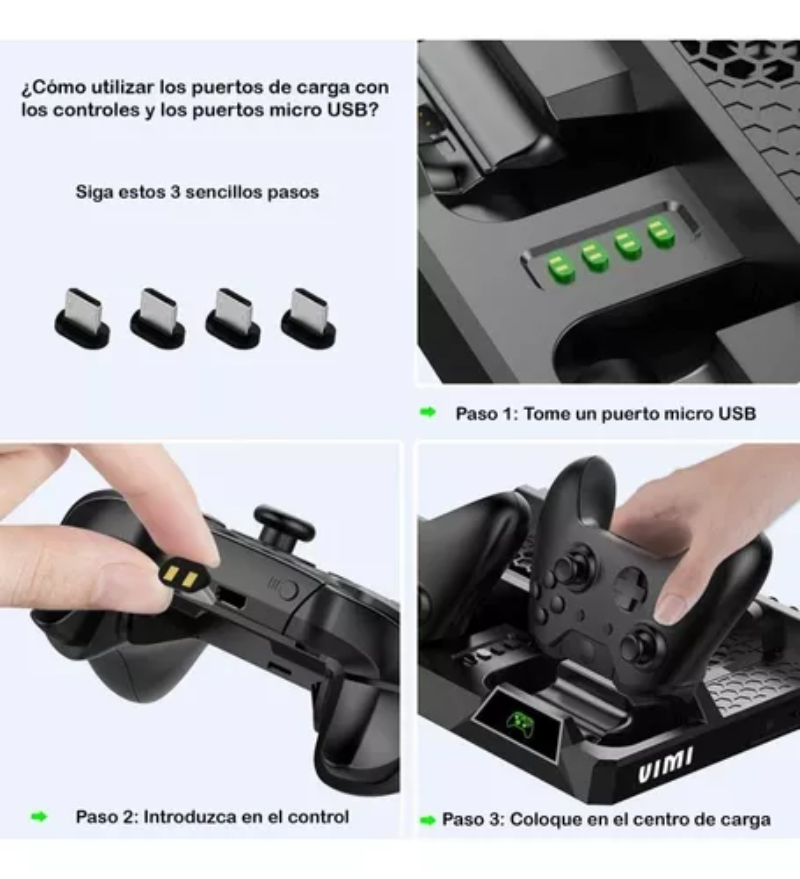 Base Ventilador Xbox One X y S Soporte Carga 2 Controles
