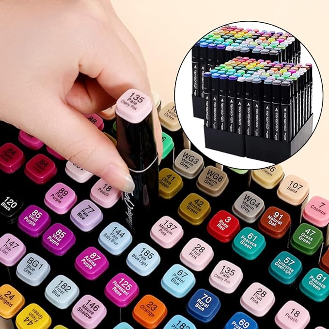 A Raganet, 60 Plumones Doble Punta, Marcadores Punta Ancha y Delgada, No Tóxicos, De Dibujo Profesional y Para Niños, (60 Colores Diferentes)