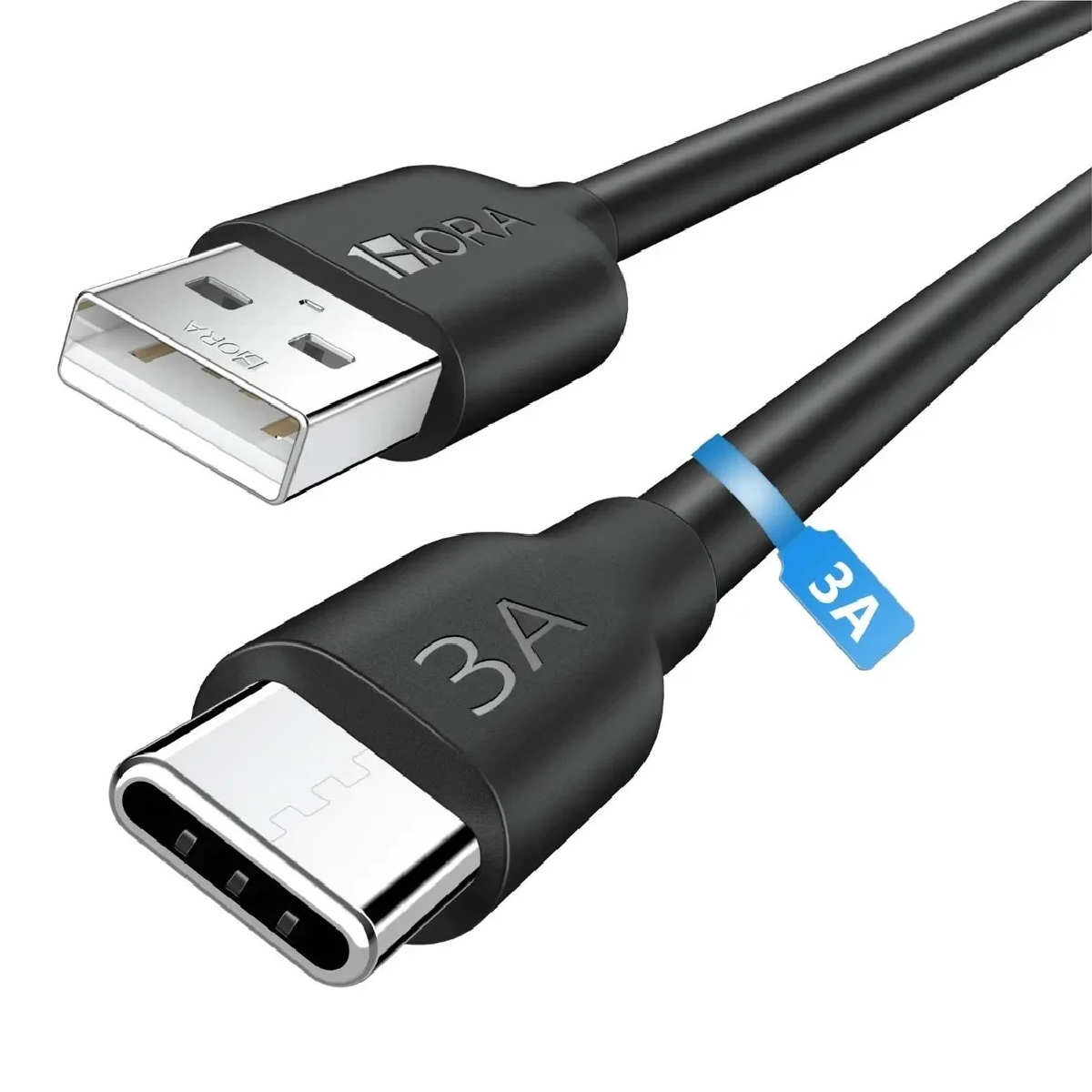 Cable Carga Rápida y Datos Tipo C 3A 1m Negro.