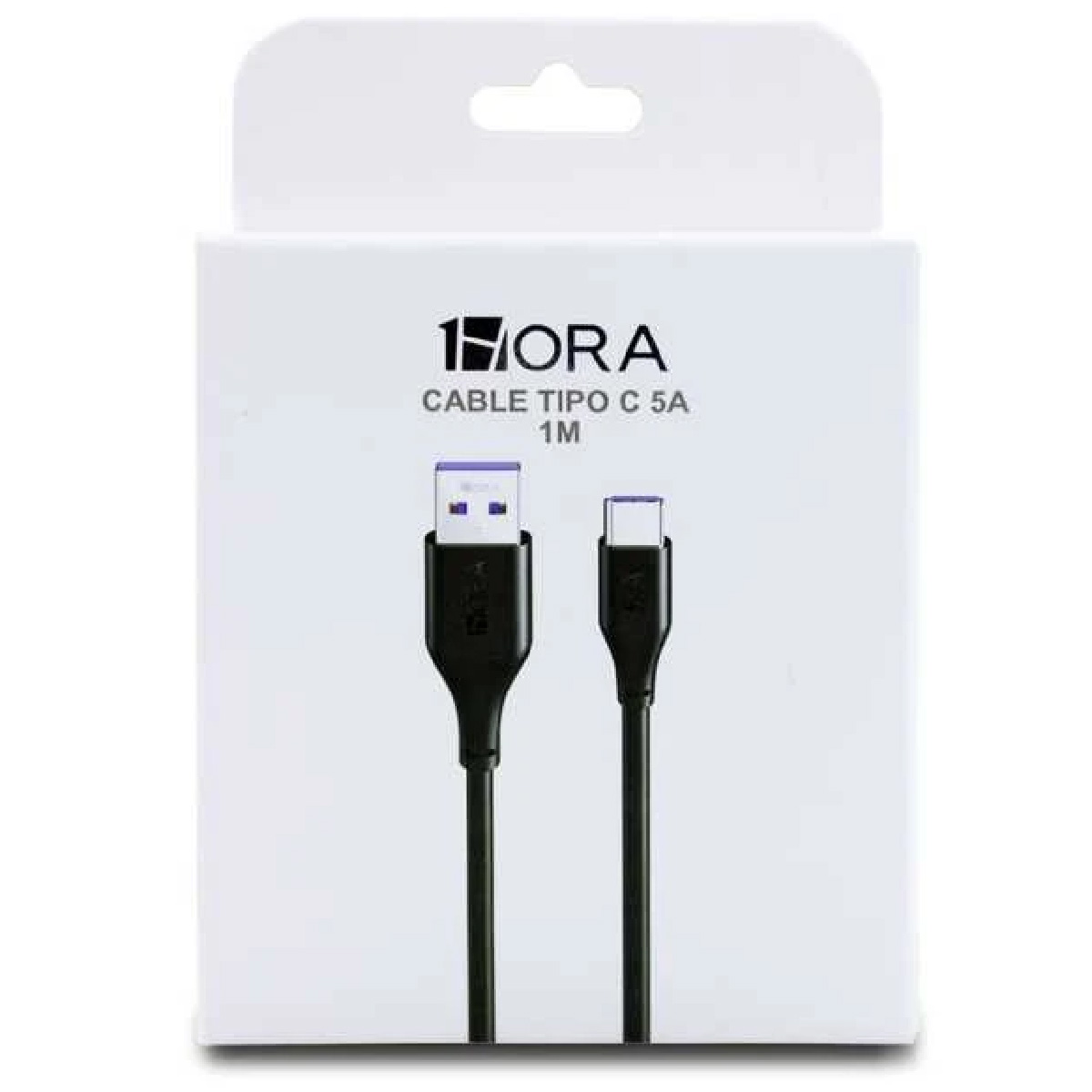Cable Carga Turbo y Datos Tipo C 5A 25W 1m 1Hora Negro.