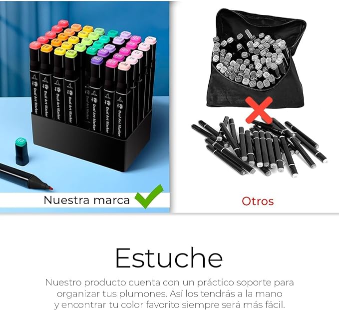 A Raganet, 60 Plumones Doble Punta, Marcadores Punta Ancha y Delgada, No Tóxicos, De Dibujo Profesional y Para Niños, (60 Colores Diferentes) (Negro)