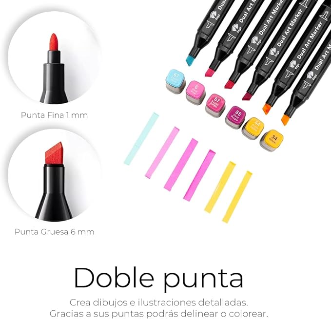 A Raganet, 60 Plumones Doble Punta, Marcadores Punta Ancha y Delgada, No Tóxicos, De Dibujo Profesional y Para Niños, (60 Colores Diferentes) (Negro)