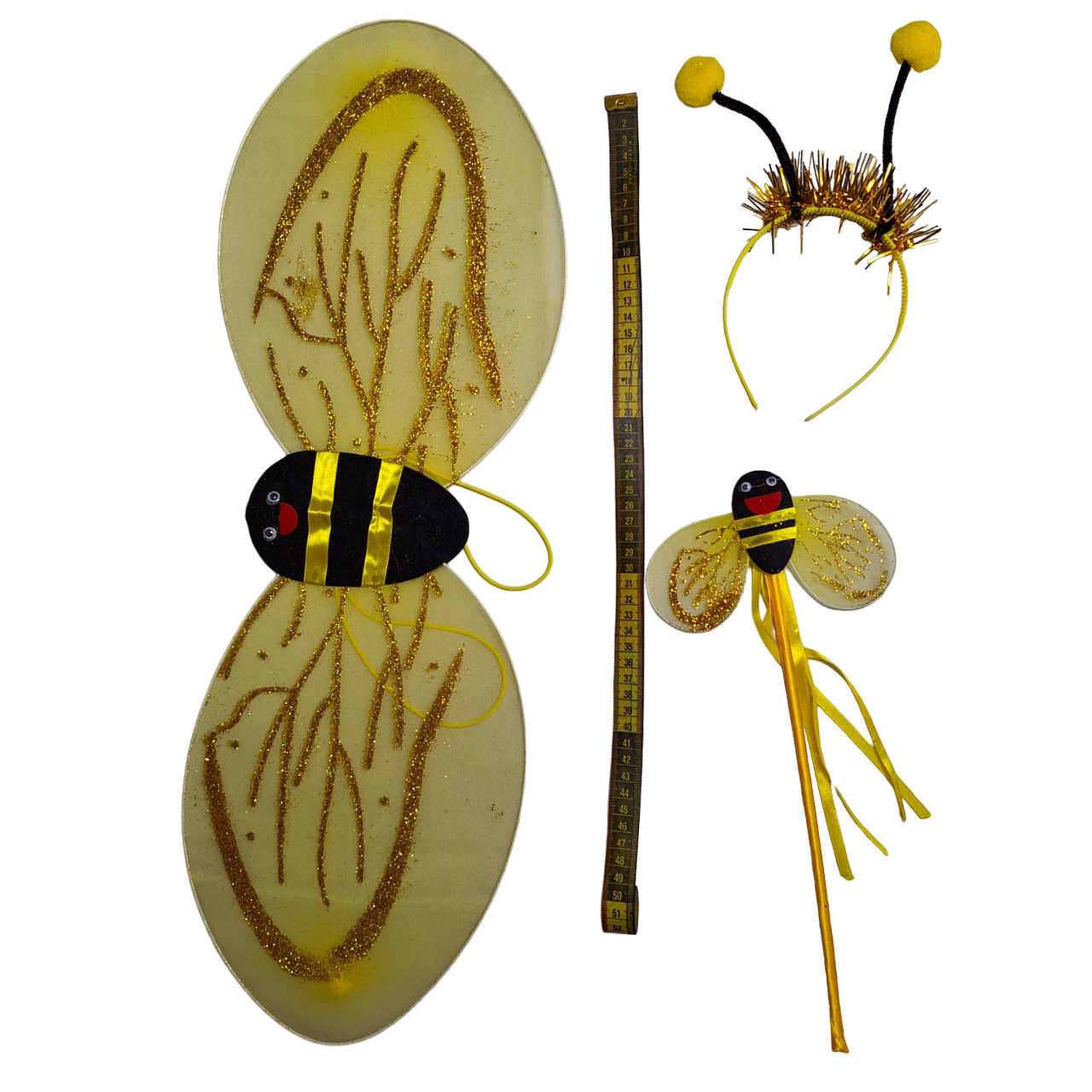 Disfraz Infantil Color Amarillo Alas Brillantes Accesorios Primavera Para Niñas 1 A 3 Años