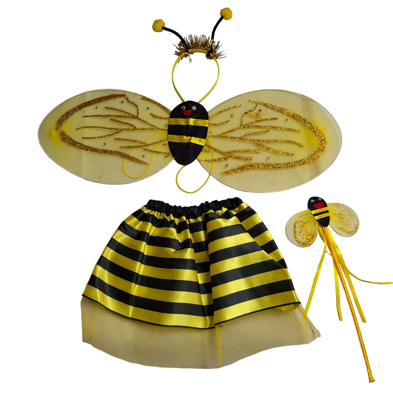 Disfraz Infantil Color Amarillo Alas Brillantes Accesorios Primavera Para Niñas 1 A 3 Años