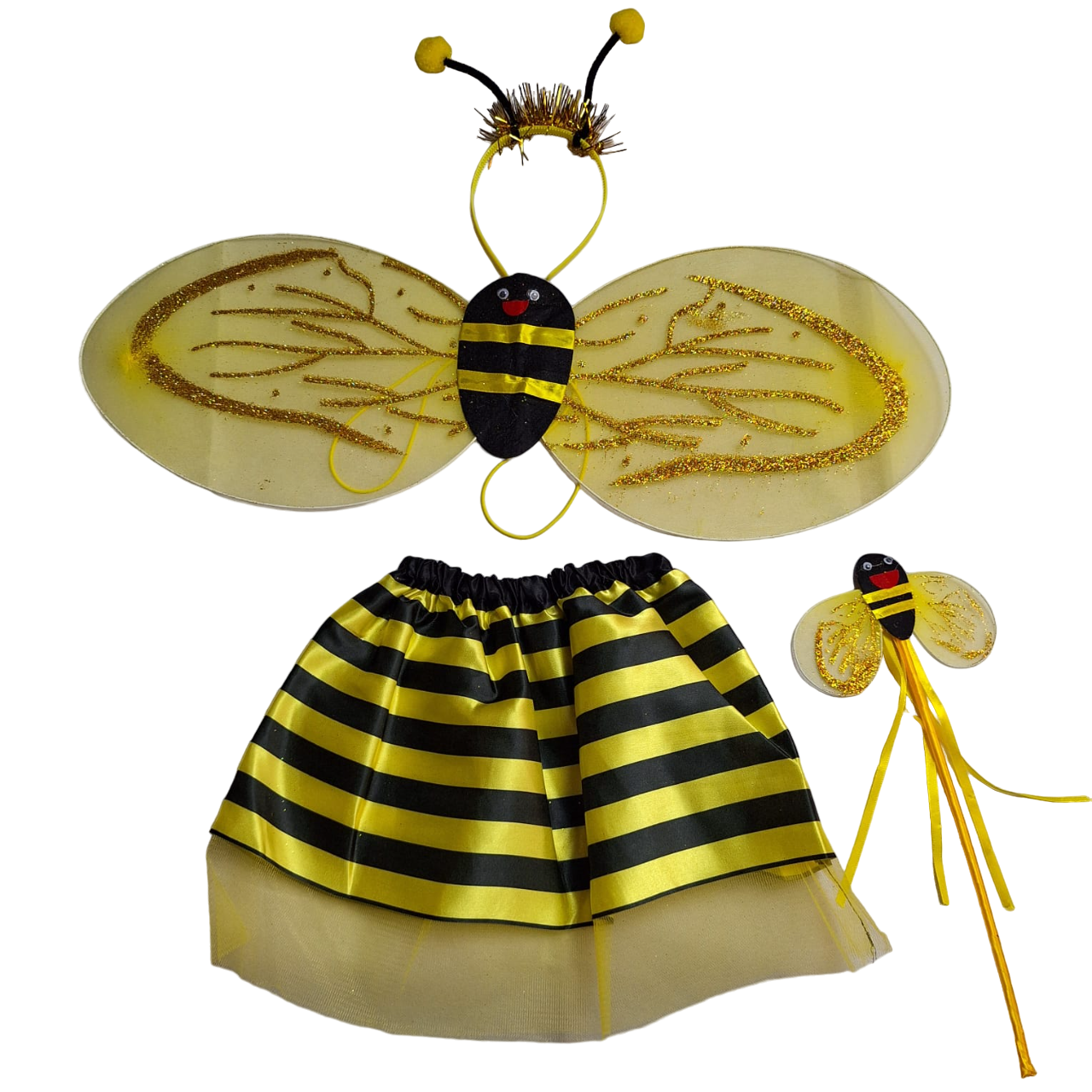 Disfraz Infantil Color Amarillo Alas Brillantes Accesorios Primavera Para Niñas 1 A 3 Años