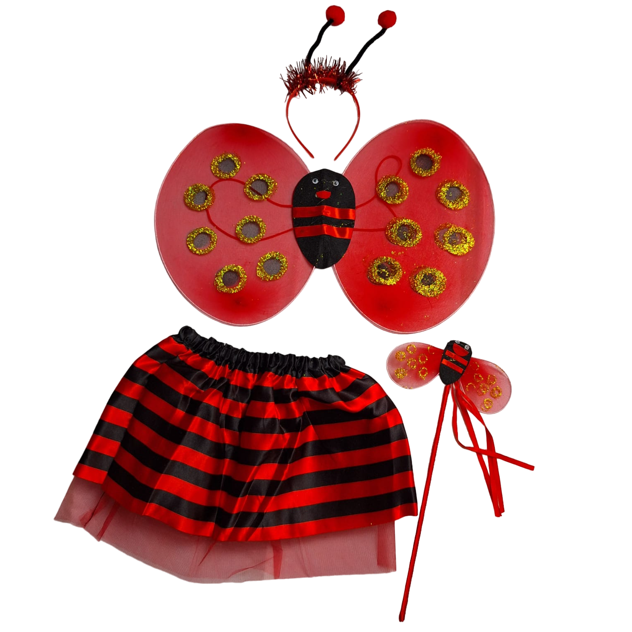 Disfraz Infantil Con Alas Color Rojo Brillantes Accesorios Primavera Para Niñas 1 A 3 Años