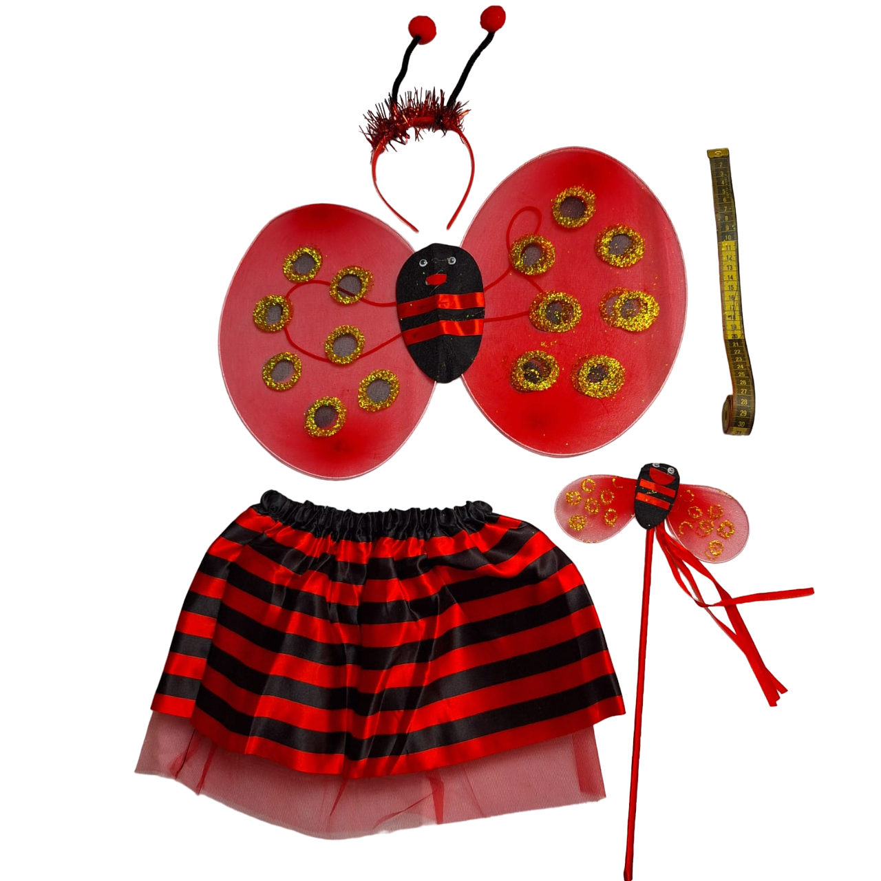 Disfraz Infantil Con Alas Color Rojo Brillantes Accesorios Primavera Para Niñas 1 A 3 Años