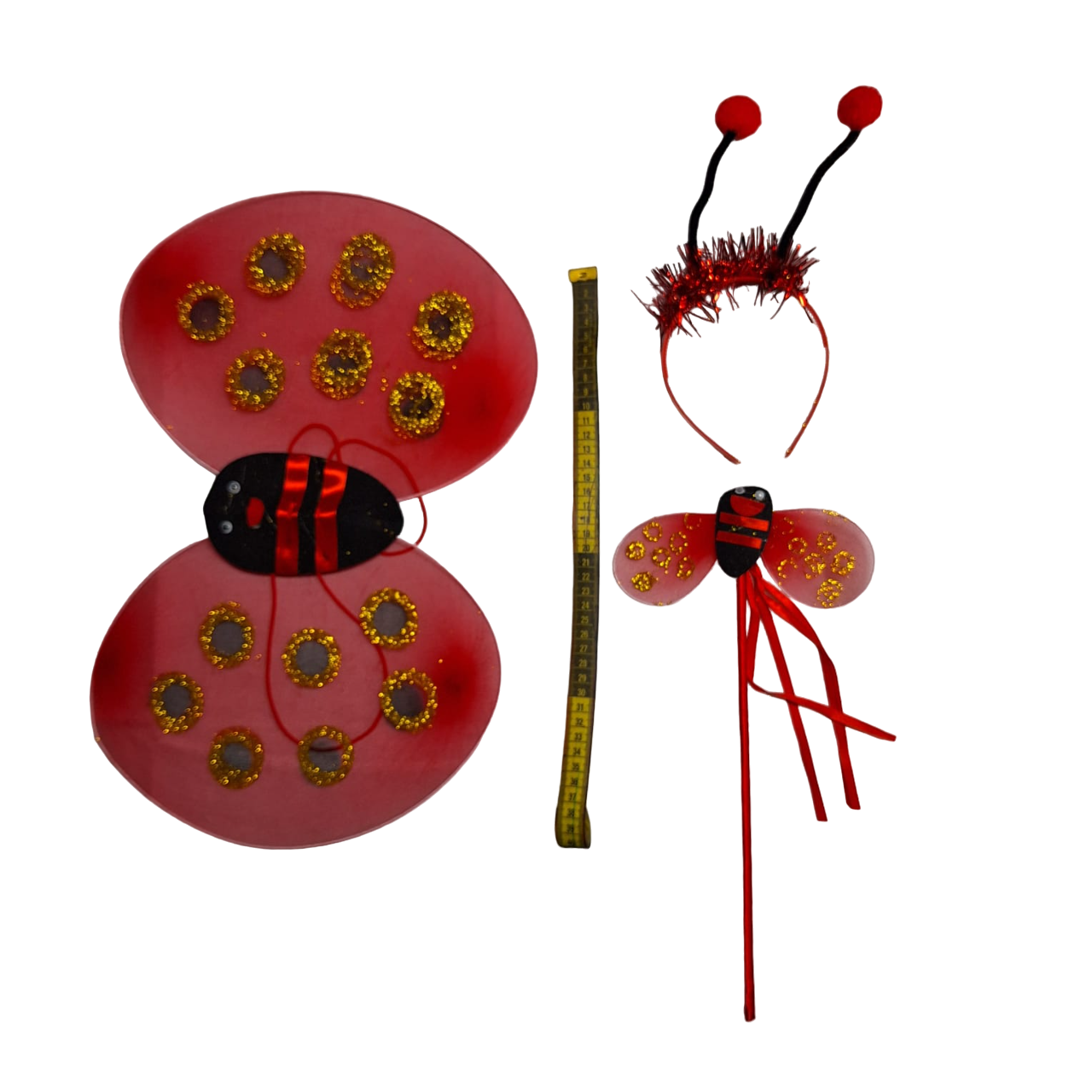 Disfraz Infantil Con Alas Color Rojo Brillantes Accesorios Primavera Para Niñas 1 A 3 Años