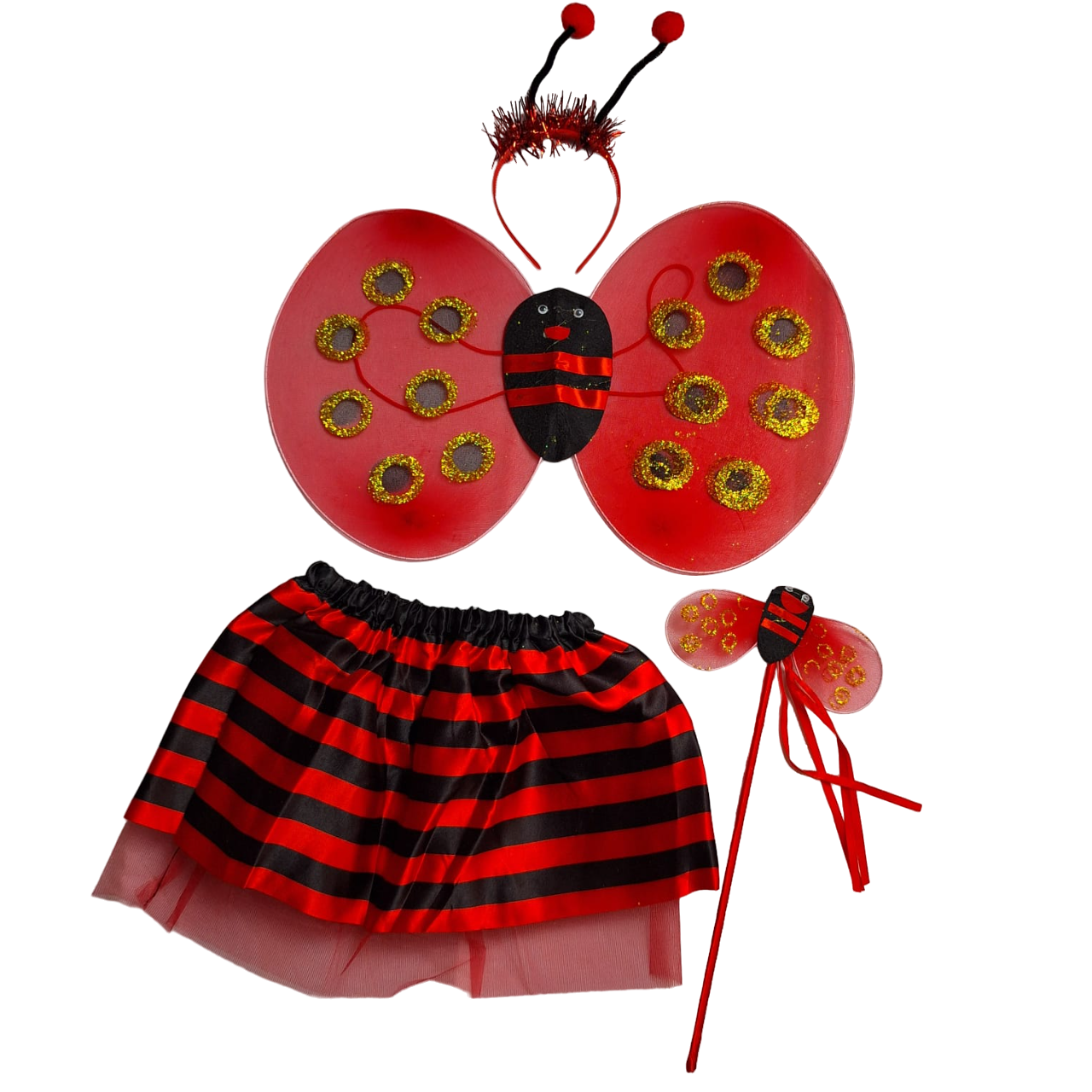 Disfraz Infantil Con Alas Color Rojo Brillantes Accesorios Primavera Para Niñas 1 A 3 Años