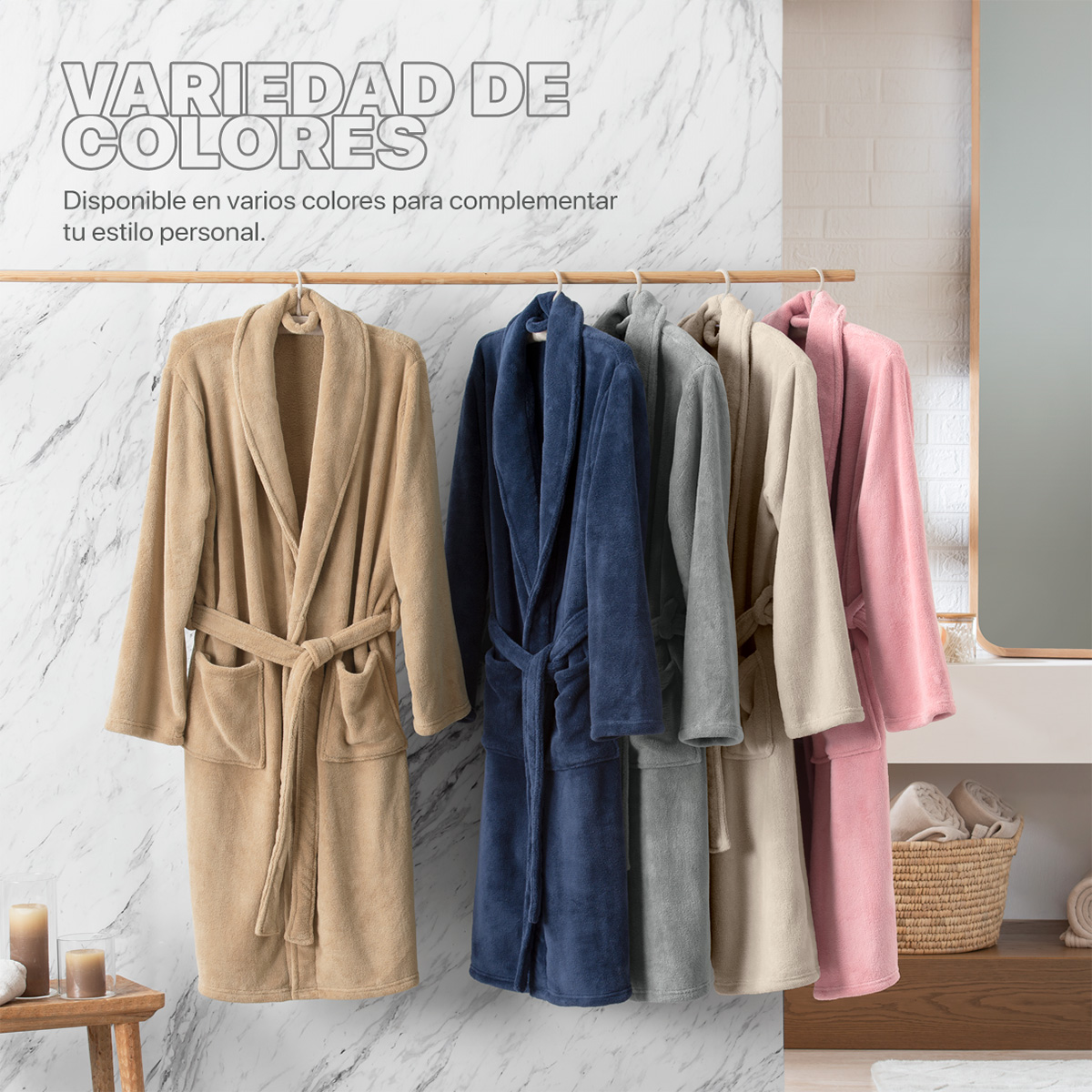 Bata de Baño para Mujer Absorbente Unitalla  Khaki REAL TEXTIL.