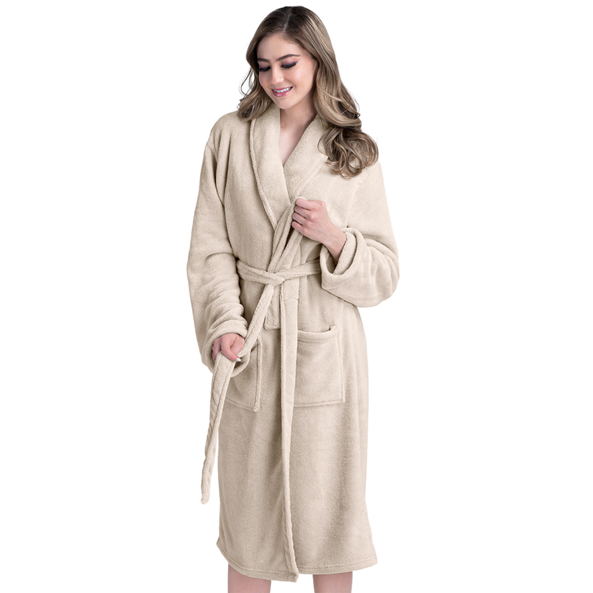 Bata de Baño para Mujer Absorbente Unitalla Beige REAL TEXTIL.