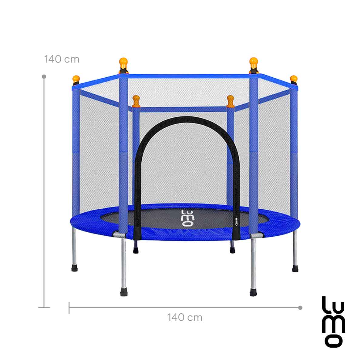 GOPLUS Trampolín Infantil 165 cm con Red de Protección, Cama Elástica para Niños Exterior Interior Antideslizante, Trampolin para Jardín Capacidad de Carga 135 kg, Azul