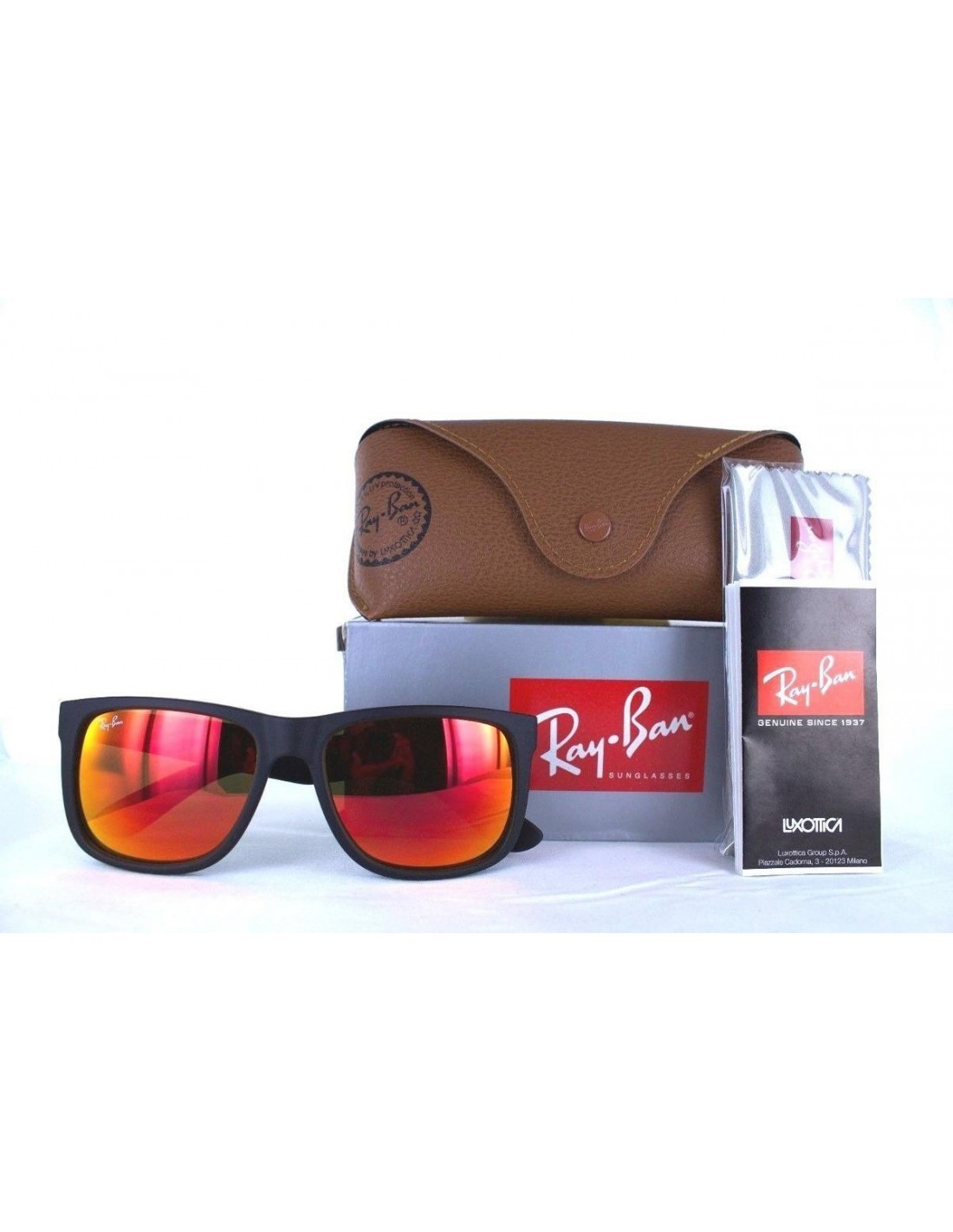Lentes de sol Ray Ban Rb4165 622/6q Justin Rojo Espejo Negro Original