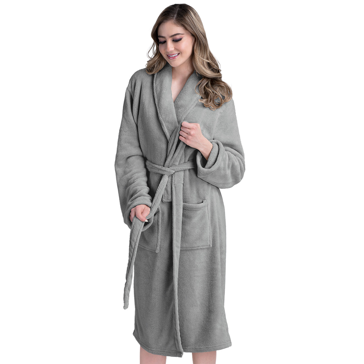 Bata de Baño para Mujer Absorbente Unitalla  Gris REAL TEXTIL.