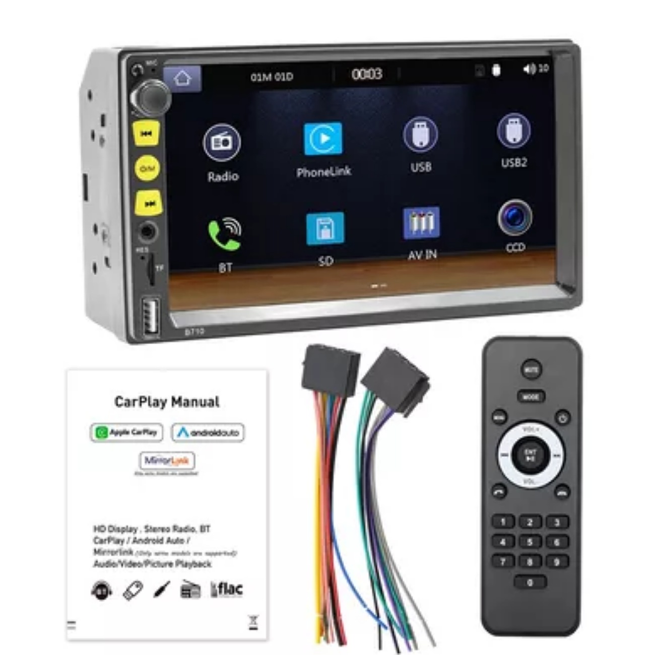 Auto Estereo Pantalla Doble Din Carplay Android Auto Camara