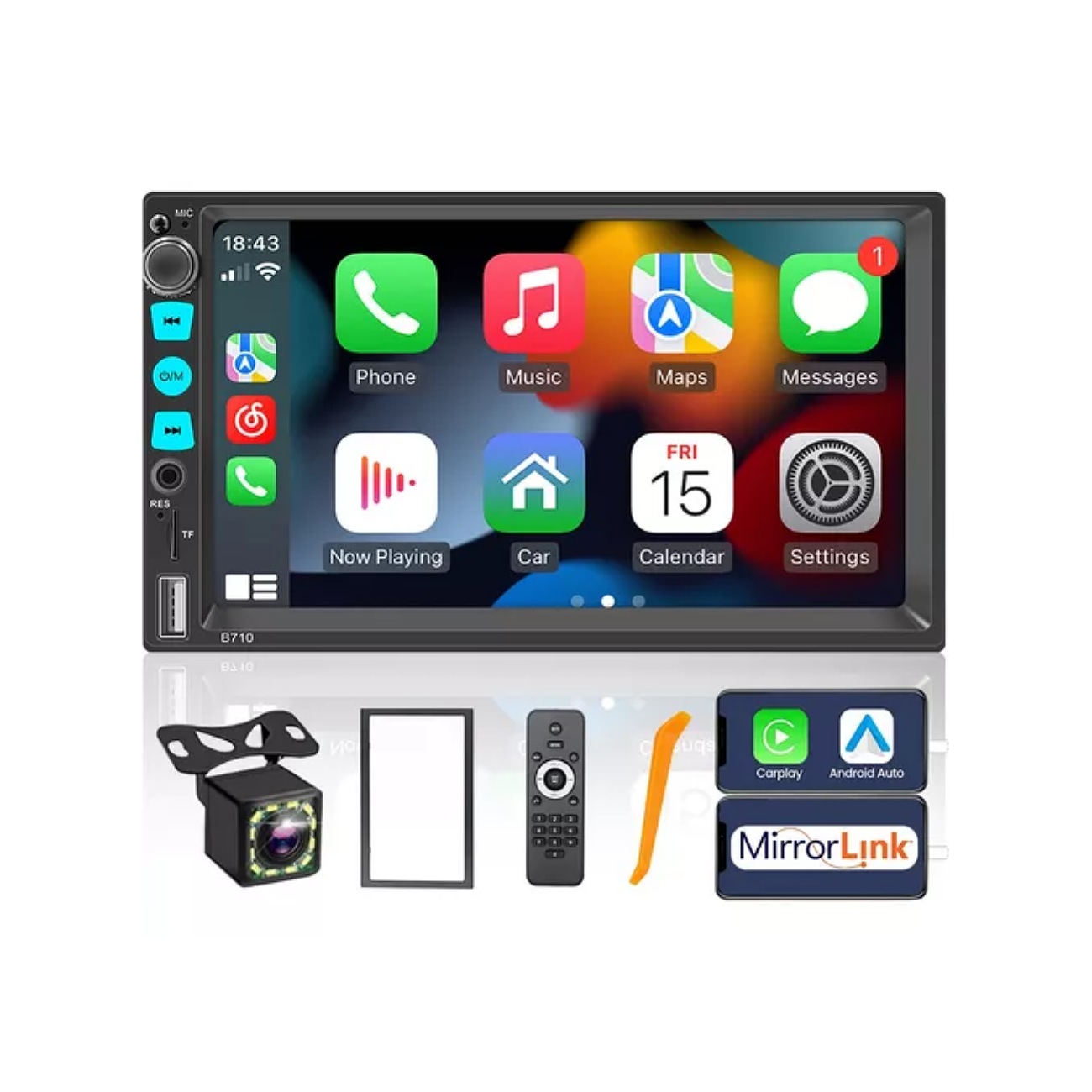 Auto Estereo Pantalla Doble Din Carplay Android Auto Camara