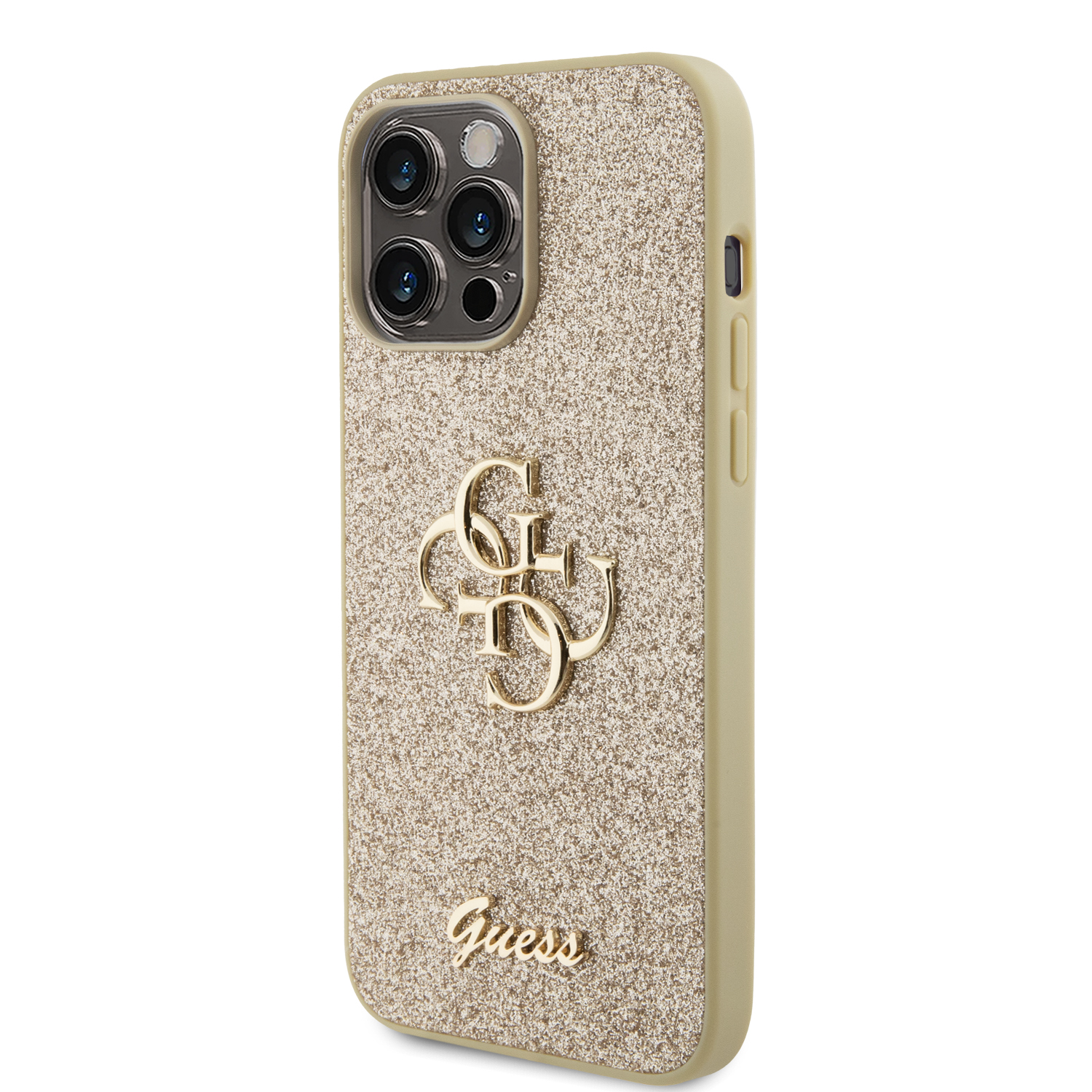 Funda Guess Brillos logo 4G Para iPhone 15 Pro Max Dorado