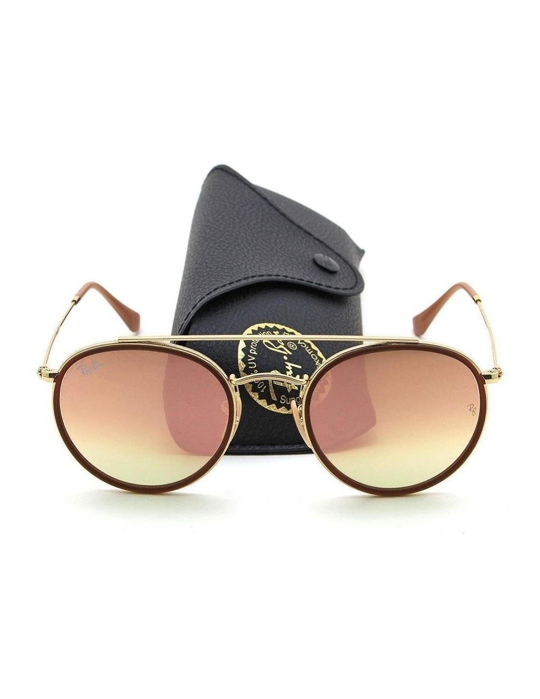 Lentes de sol Ray Ban Rb3647n 001/7o Round Double Bridge Rosa Espejo Dorad