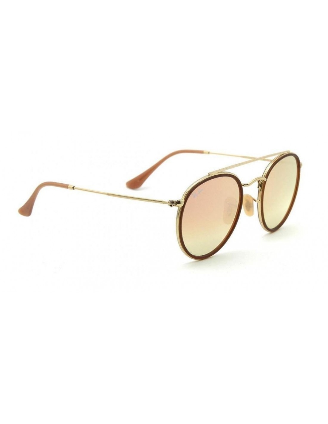 Lentes de sol Ray Ban Rb3647n 001/7o Round Double Bridge Rosa Espejo Dorad