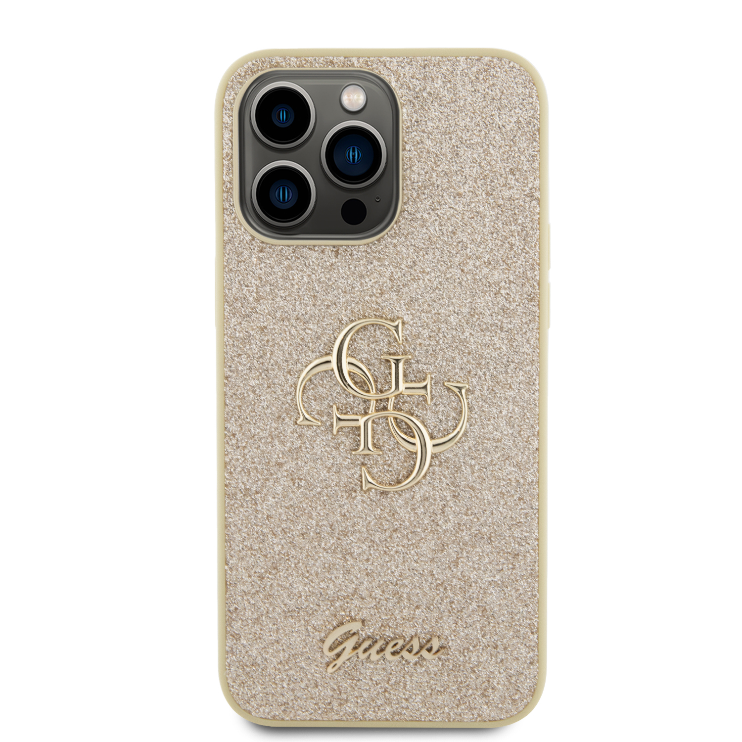 Funda Guess Brillos logo 4G Para iPhone 15 Pro Max Dorado