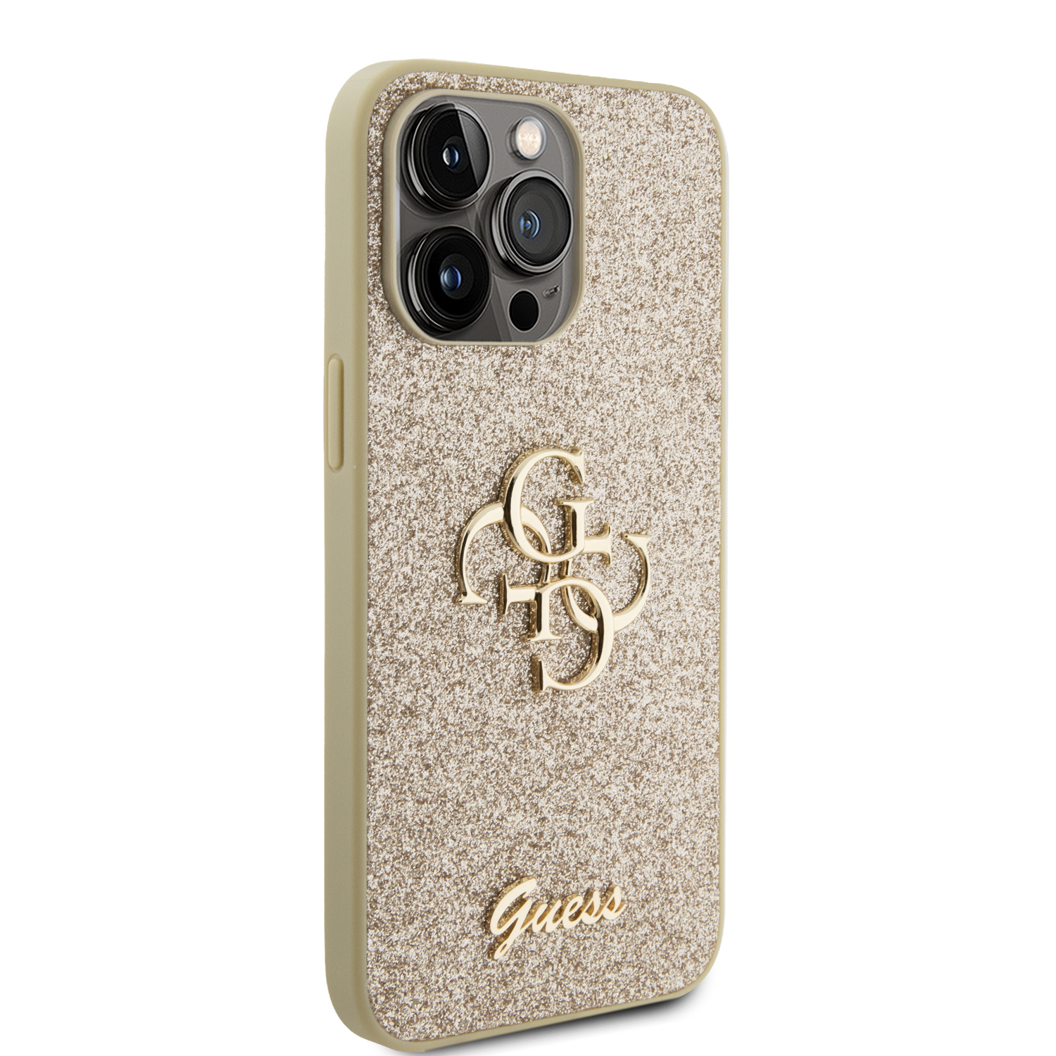 Funda Guess Brillos logo 4G Para iPhone 15 Pro Max Dorado