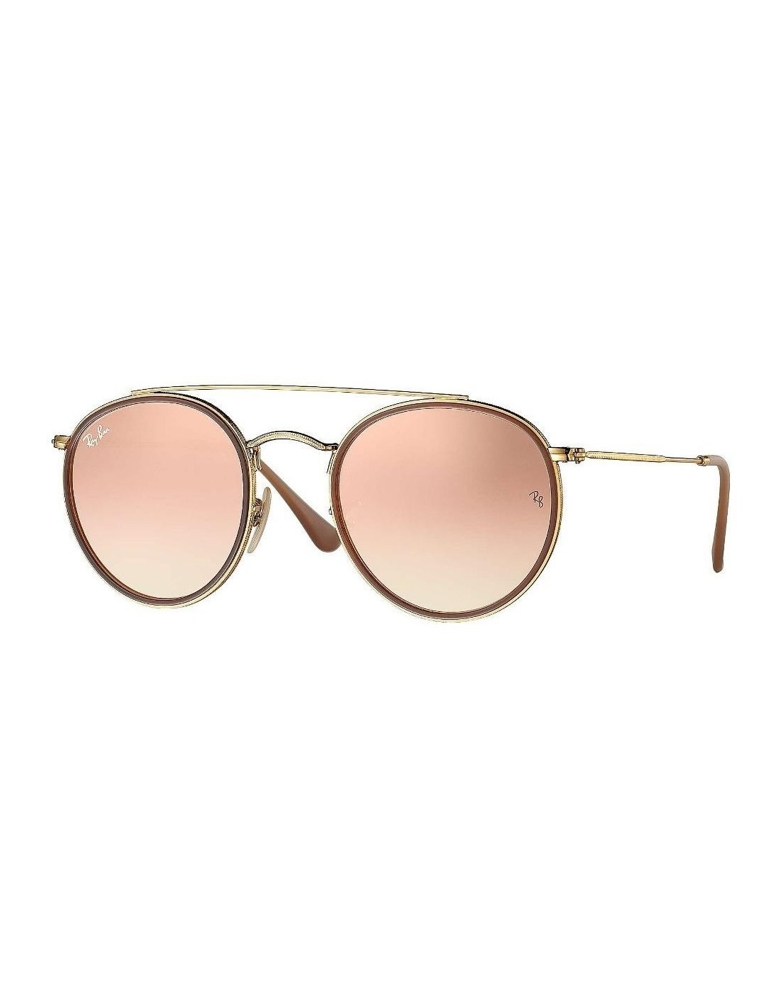 Lentes de sol Ray Ban Rb3647n 001/7o Round Double Bridge Rosa Espejo Dorad