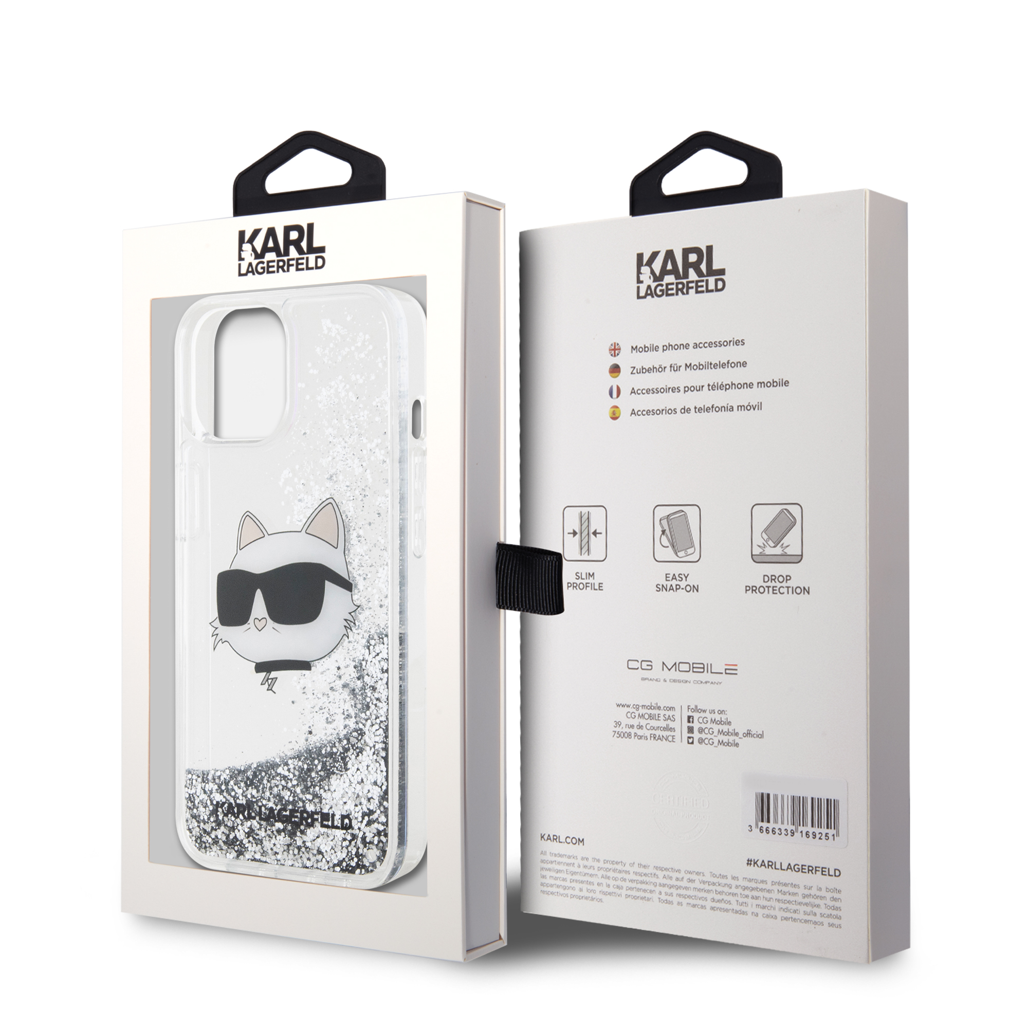 Funda Karl Brillantina Choupette para iPhone 15 Color Plata