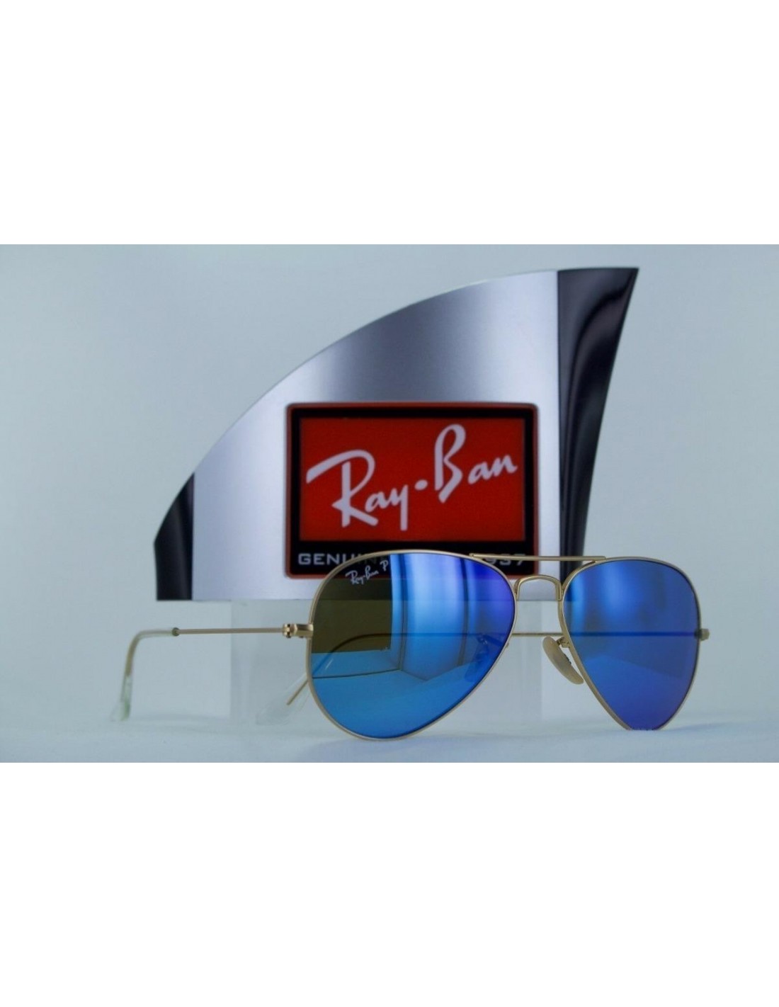 Lentes de sol Ray Ban Rb3025 112/4l Aviator Azul Espejo Polarizado Dorado