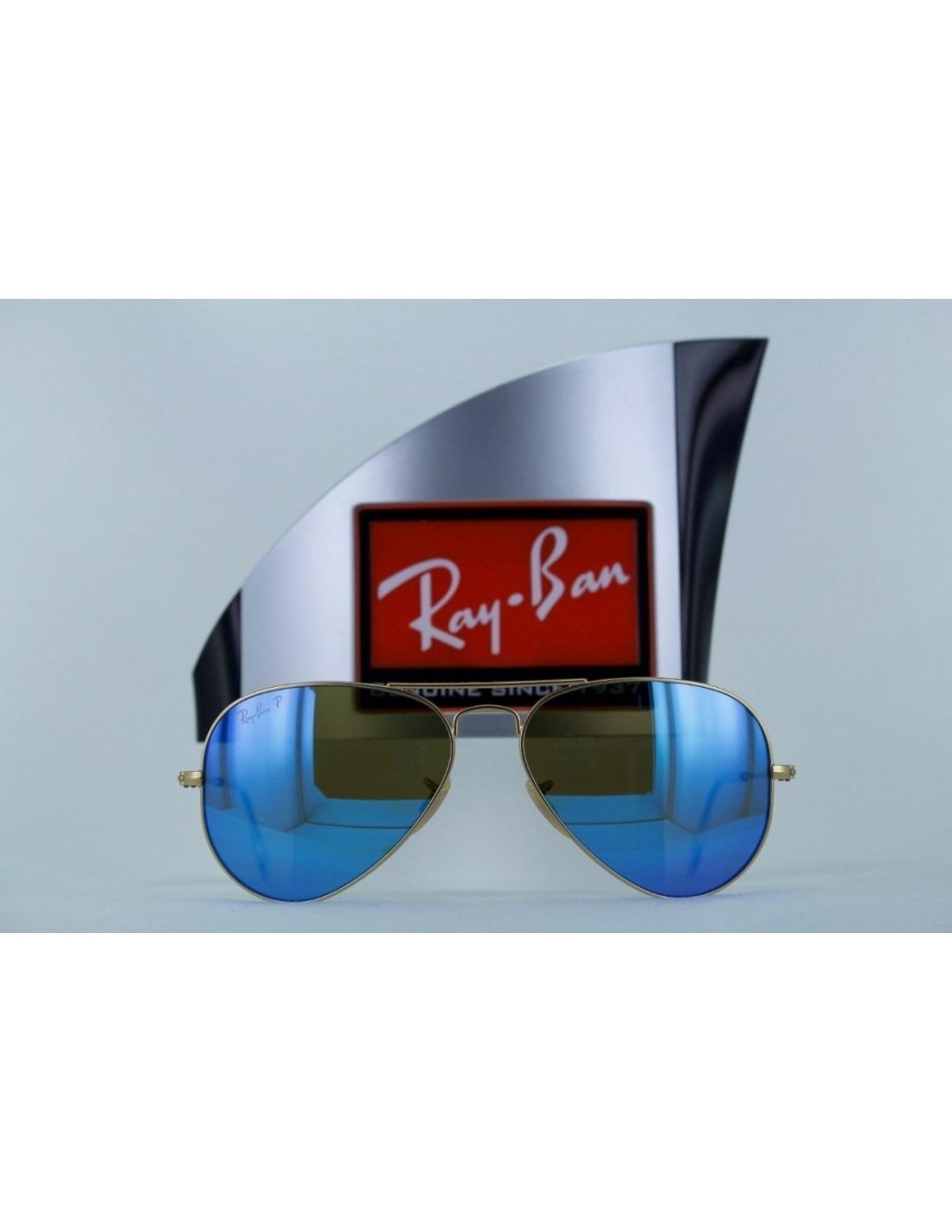 Lentes de sol Ray Ban Rb3025 112/4l Aviator Azul Espejo Polarizado Dorado