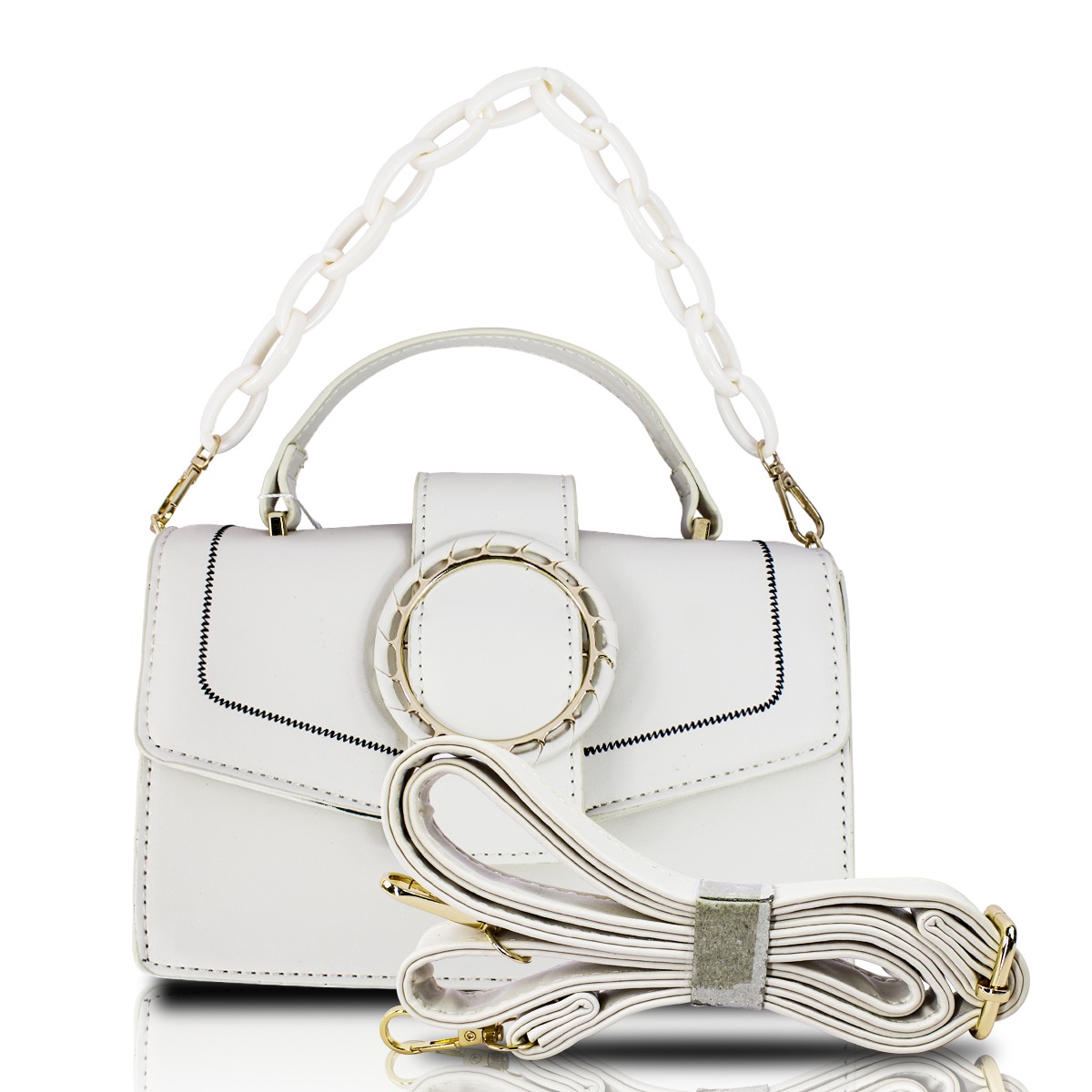 Bolso Blanco De Hombro Y Mano Crosbody Para Mujer