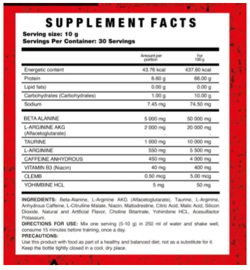 Pre Entreno Hiroshima + Clemb 300gr (30 serv) Uva.