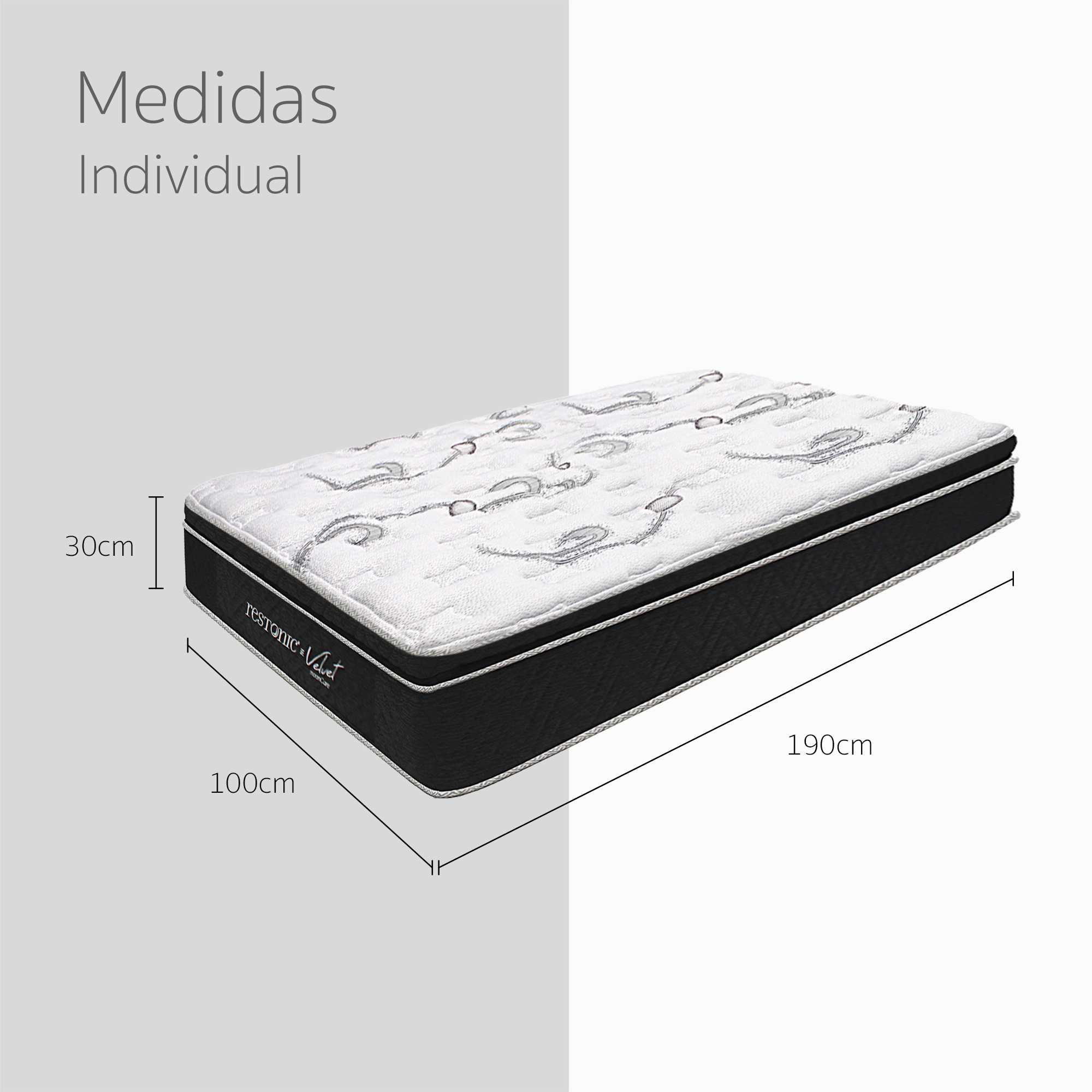 Colchón Individual Restonic Velvet Mooncare