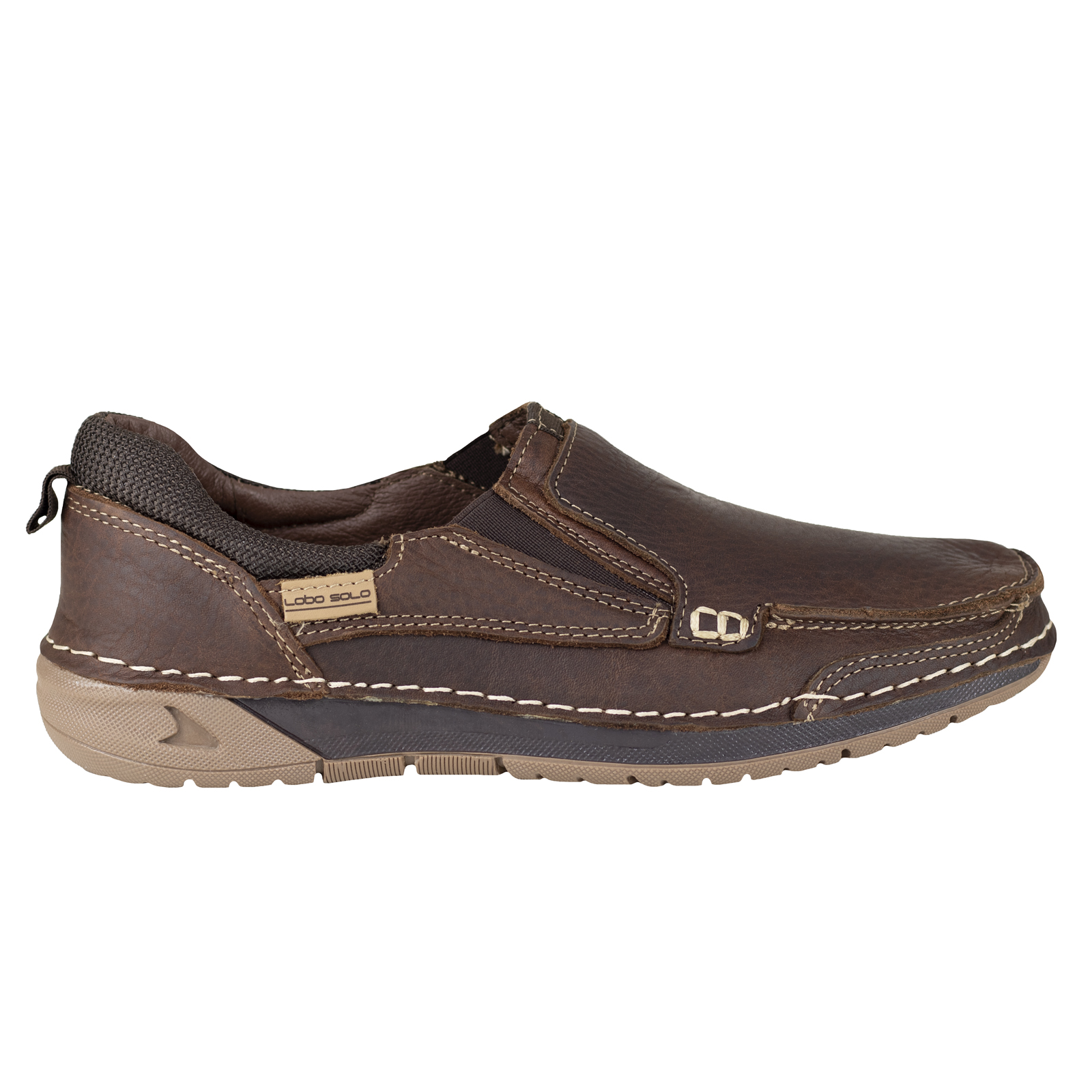 Zapato Mocasín Hombre Tipo Slip On Clásico Lobo Solo Piel 8982 Brown.