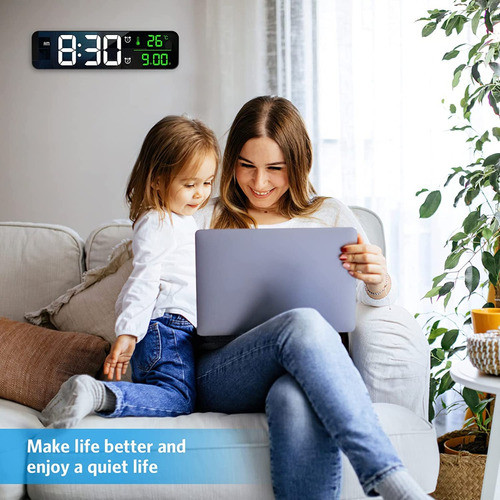 Reloj De Pared Digital Led Con Termómetro Alarmas Y Fecha