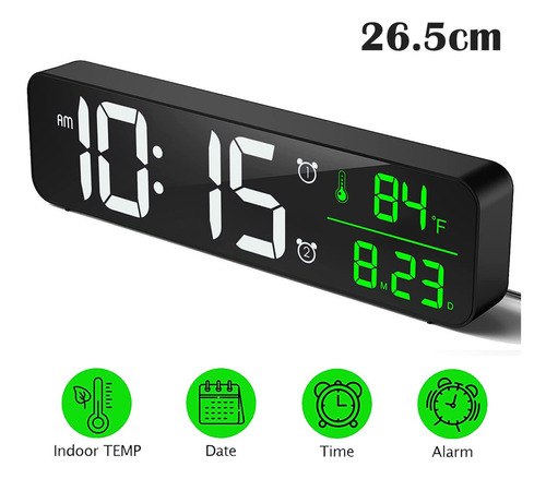 Reloj De Pared Digital Led Con Termómetro Alarmas Y Fecha