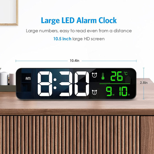 Reloj De Pared Digital Led Con Termómetro Alarmas Y Fecha