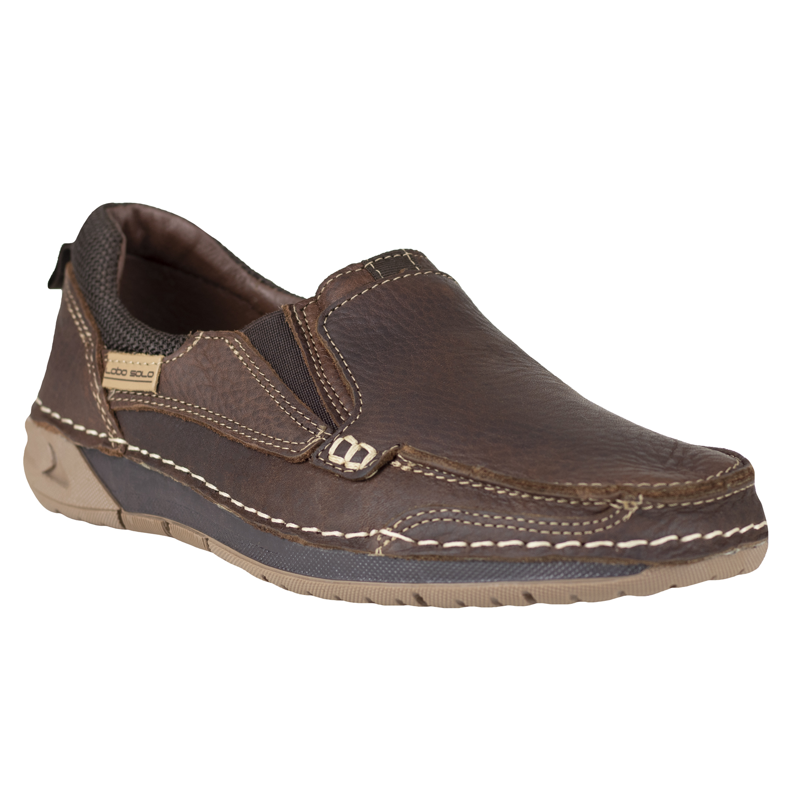 Zapato Mocasín Hombre Tipo Slip On Clásico Lobo Solo Piel 8982 Brown.
