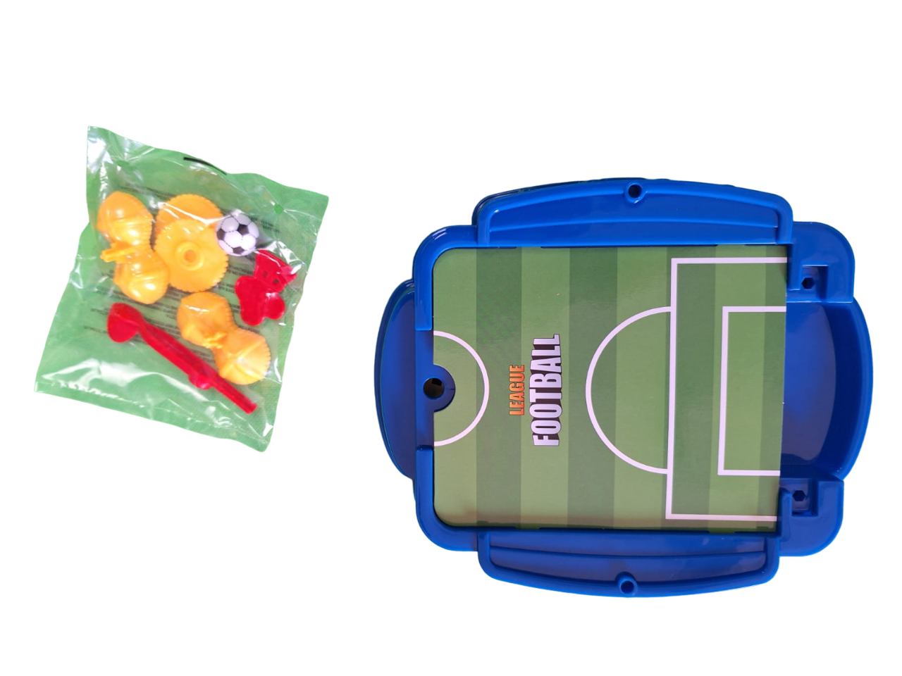 Mini Juego De Mesa Futbol Tiro Con Dedos Interactivo Juguete Tablero Color Azul Con Verde