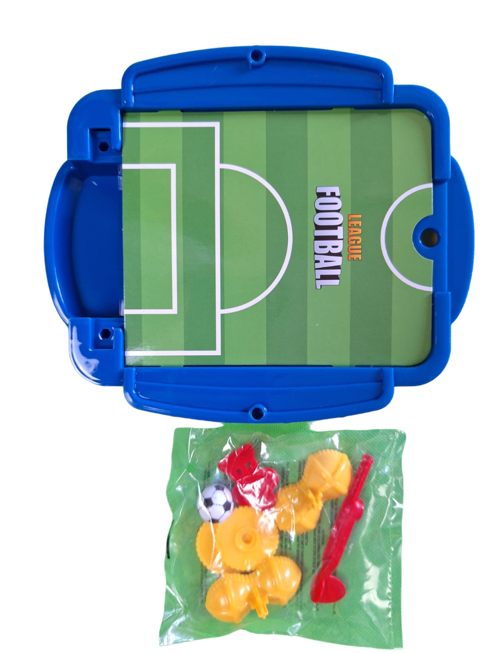 Mini Juego De Mesa Futbol Tiro Con Dedos Interactivo Juguete Tablero Color Azul Con Verde