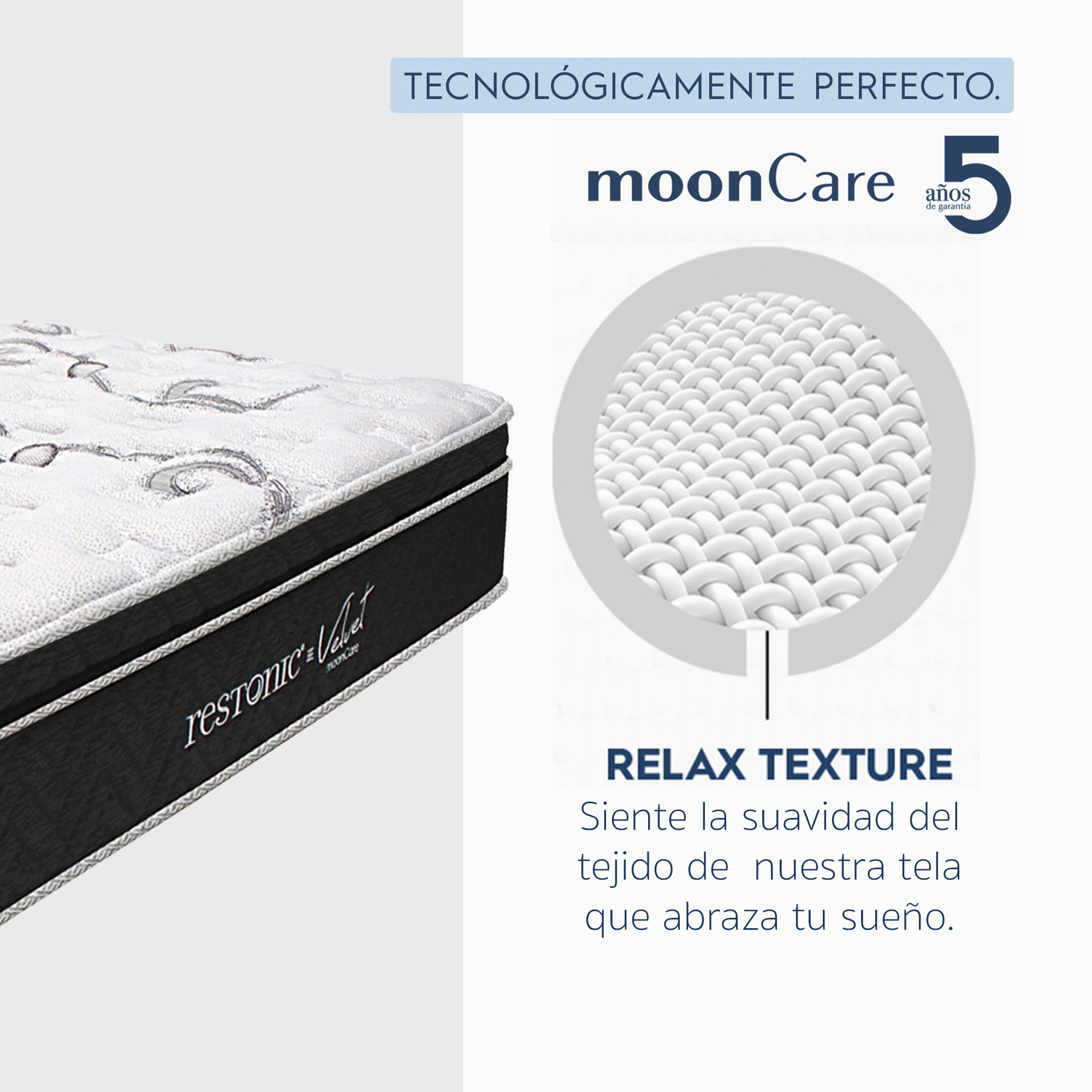 Colchón Queen Restonic Velvet Mooncare