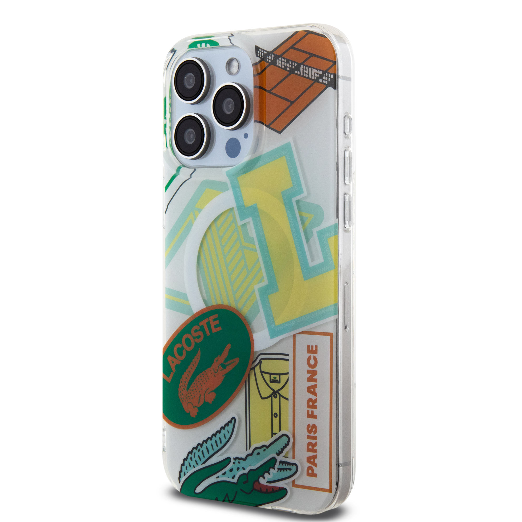 Funda Lacoste de TPU Parches para iPhone 15 Pro Max Blanco