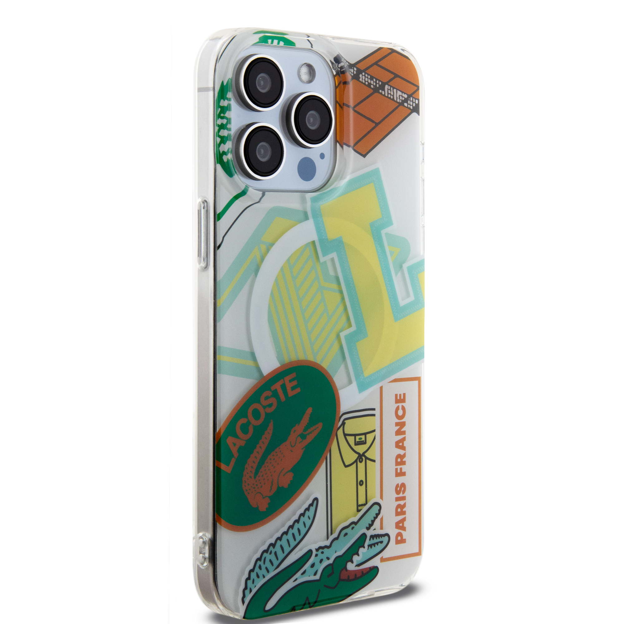 Funda Lacoste de TPU Parches para iPhone 15 Pro Max Blanco