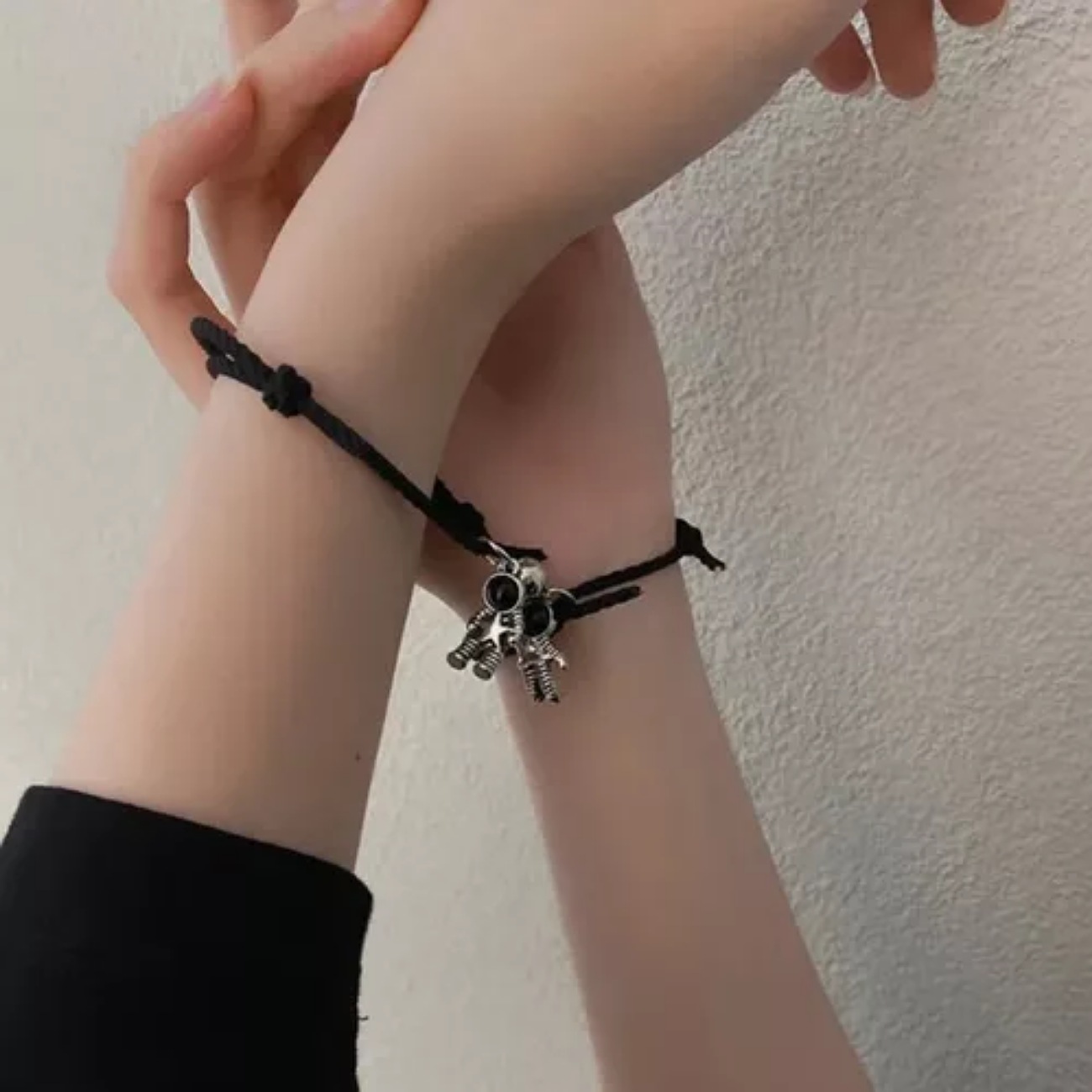Collar Para Pareja Corazón Imán Pulserasamor Eterno Regalo Color Plateado