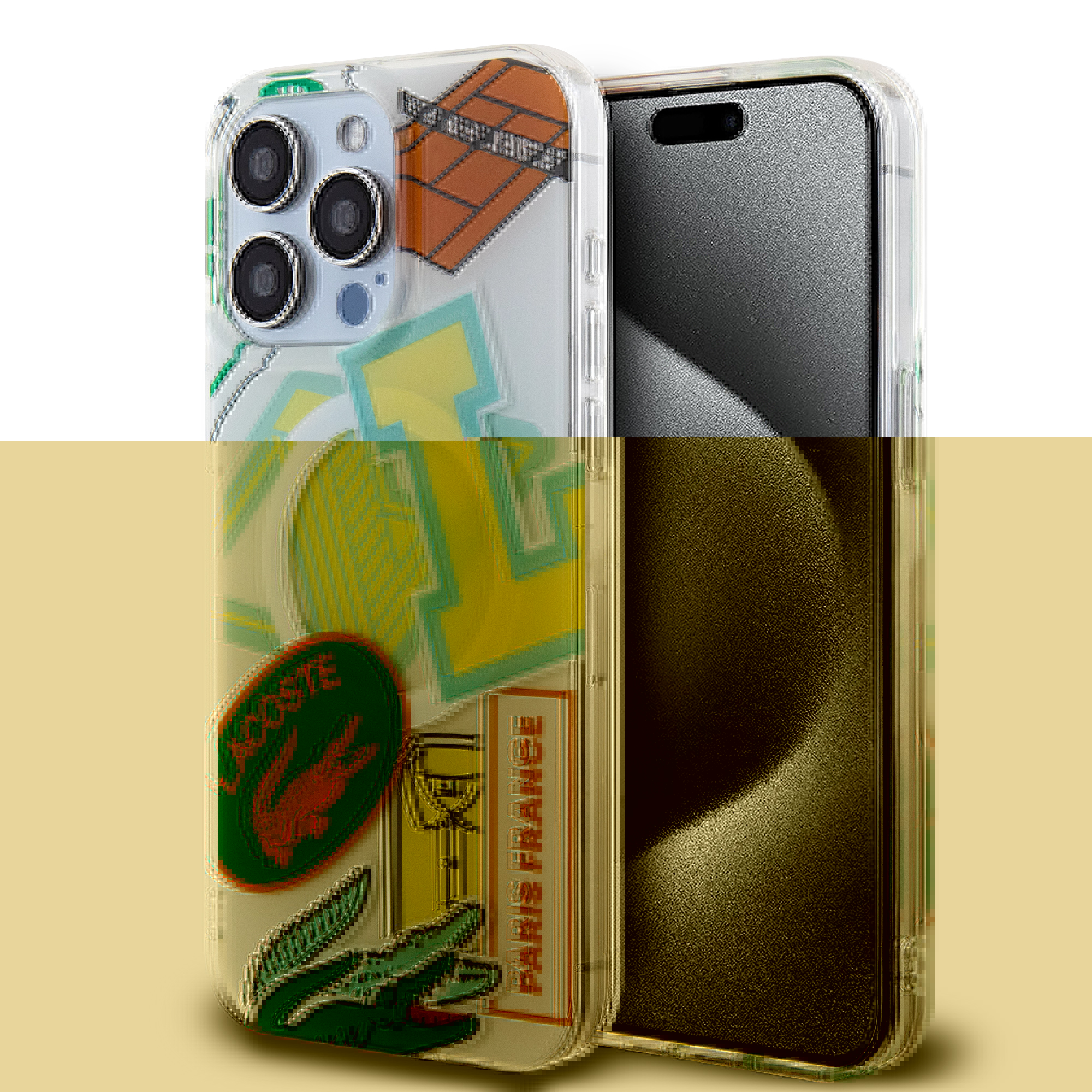 Funda Lacoste de TPU Parches para iPhone 15 Pro Max Blanco