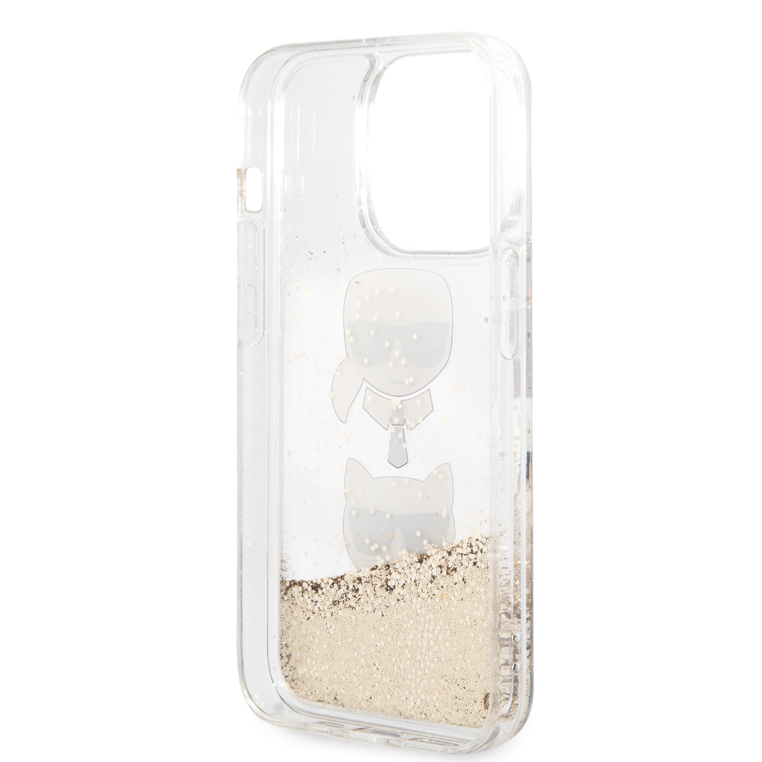 Funda Karl y Choupette de Brillantina para iPhone 14 Pro Dorado