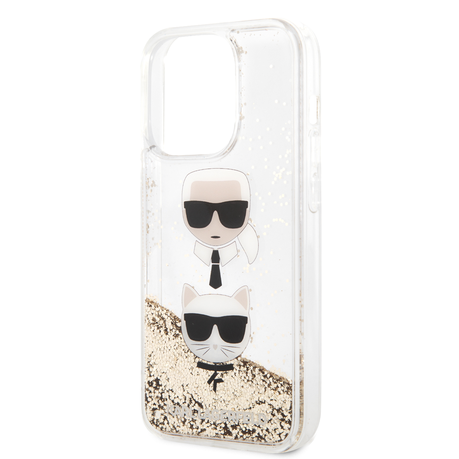 Funda Karl y Choupette de Brillantina para iPhone 14 Pro Dorado